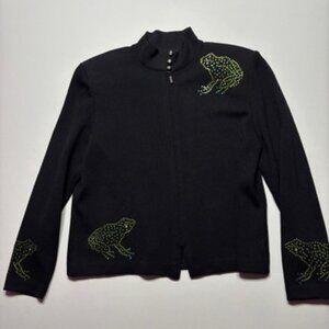 St. John Evening Embellished Black Knit Jacket – Size 4
